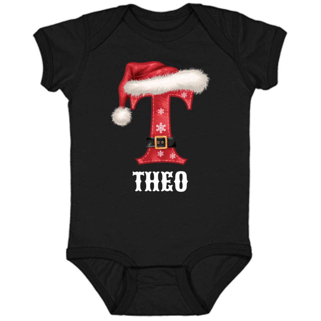 Personalized Family Christmas Name Shirts – Custom Initials with Festive Hat & Belt Design for All Ages