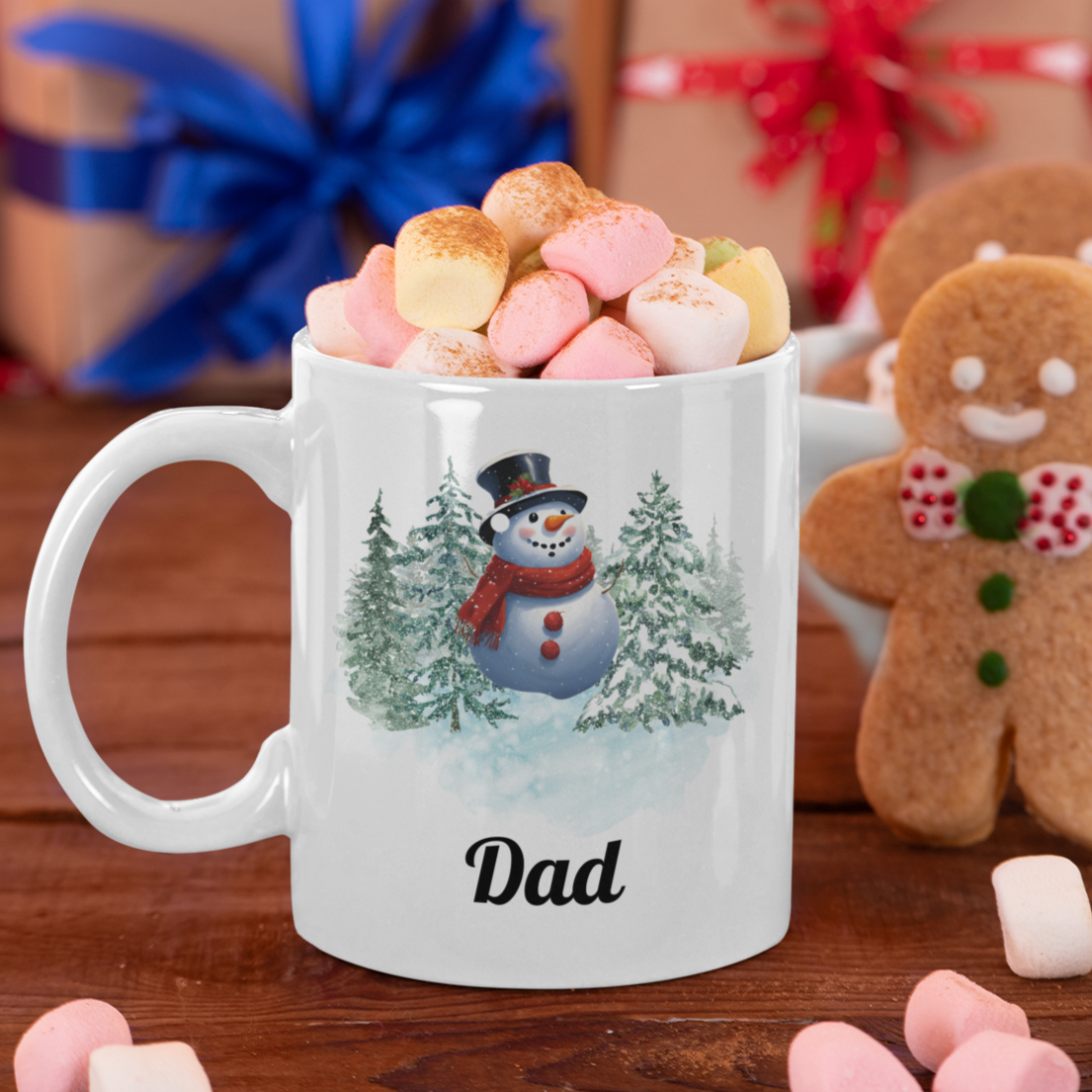 Personalized Family Christmas Mug – Snowman, Reindeer, Santa Claus, or Penguin