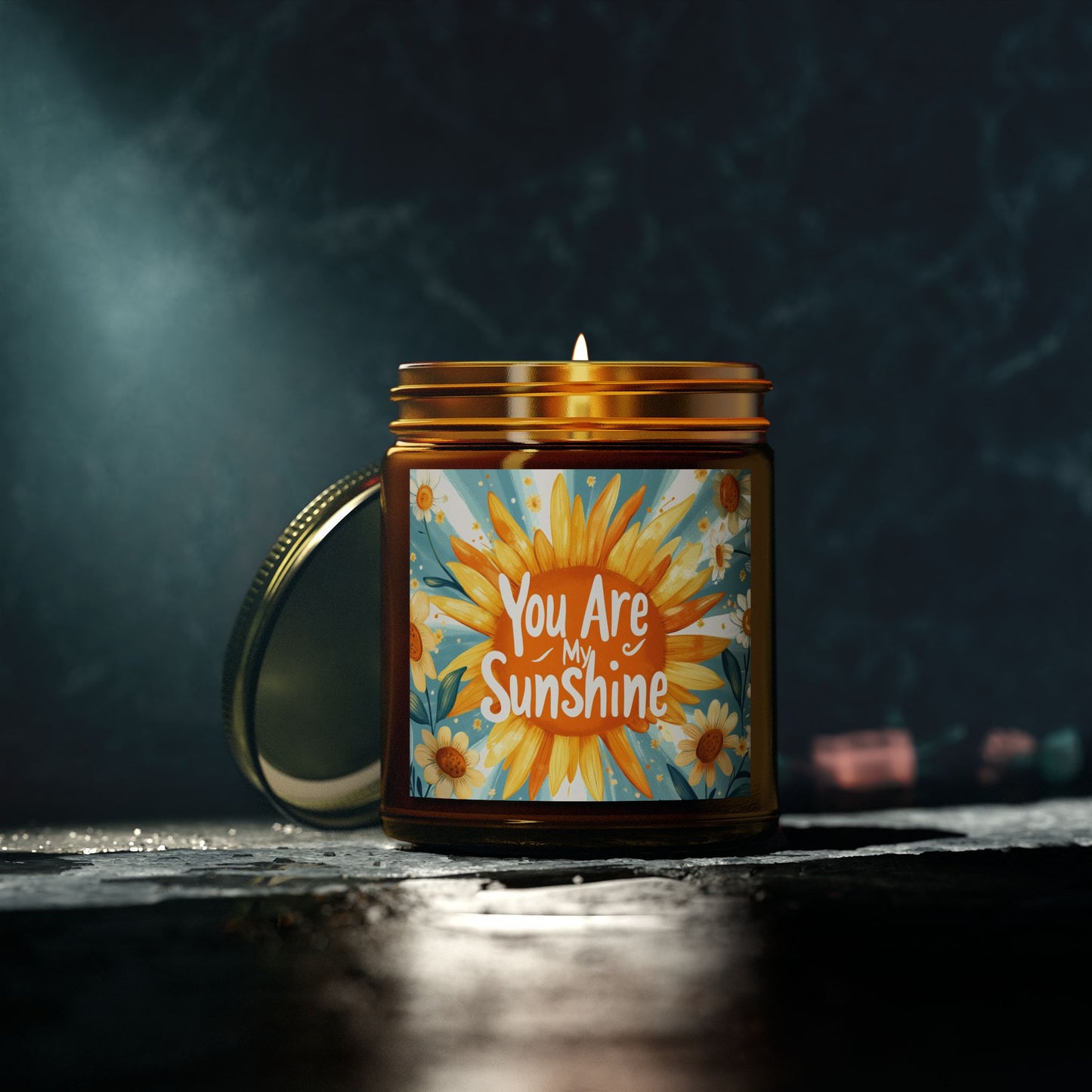 You Are My Sunshine Candle - Mango Coconut Scent, Hand-Poured Coconut Apricot Wax (4oz, 9oz)