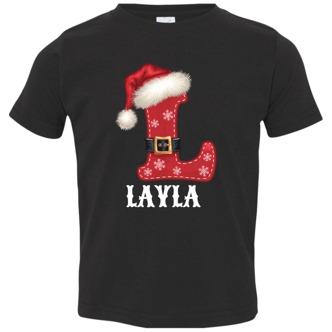Personalized Family Christmas Name Shirts – Custom Initials with Festive Hat & Belt Design for All Ages