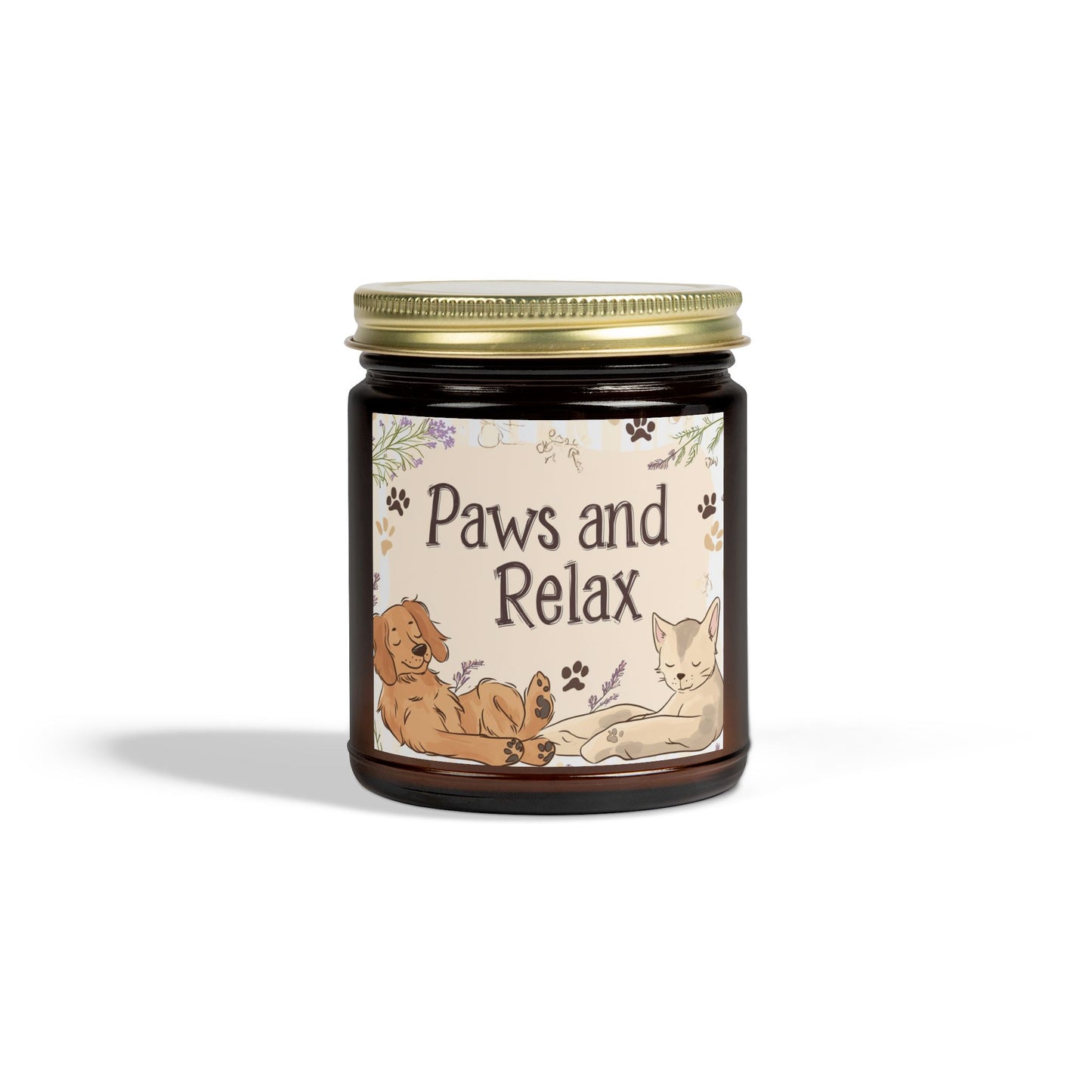 Paws and Relax Candle - Pet-Friendly Scents (Vanilla Bean, Beachwood, Midnight Blackberry, Unscented), Hand-Poured Coconut Apricot Wax (4oz, 9oz)