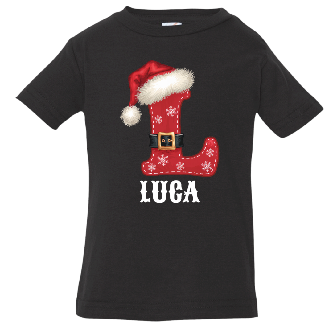 Personalized Family Christmas Name Shirts – Custom Initials with Festive Hat & Belt Design for All Ages