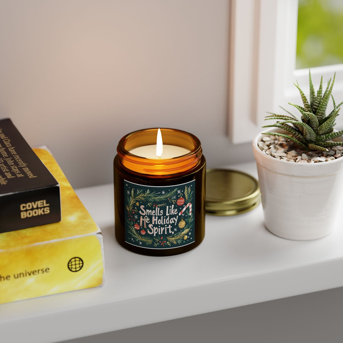 Smells Like Holiday Spirit Candle - Fraser Fir & Cinnamon Chai, Hand-Poured Coconut Apricot Wax (4oz, 9oz)
