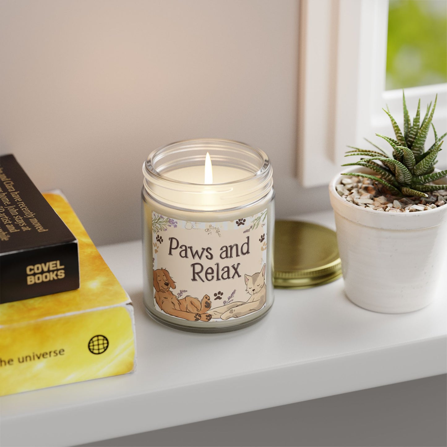 Paws and Relax Candle - Pet-Friendly Scents (Vanilla Bean, Beachwood, Midnight Blackberry, Unscented), Hand-Poured Coconut Apricot Wax (4oz, 9oz)