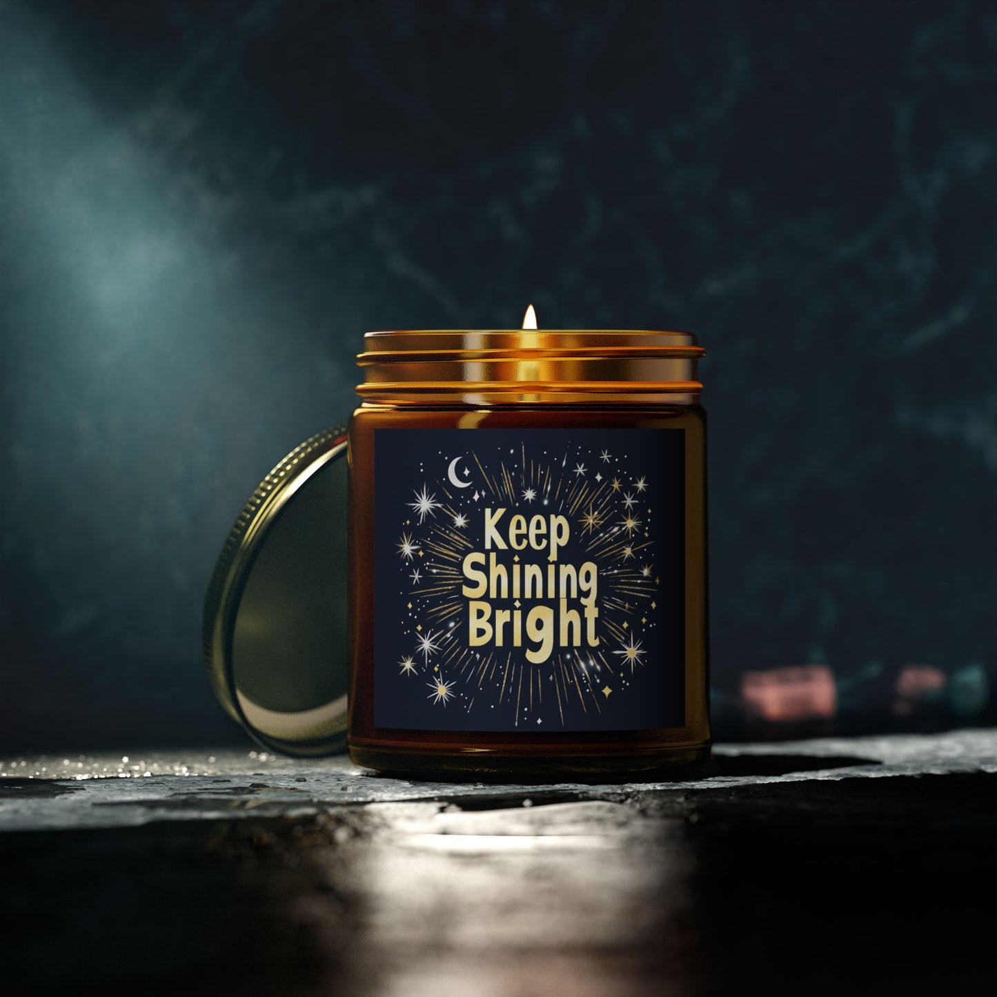 Keep Shining Bright Candle - Cashmere Musk & Beachwood, Hand-Poured Coconut Apricot Wax (4oz, 9oz)