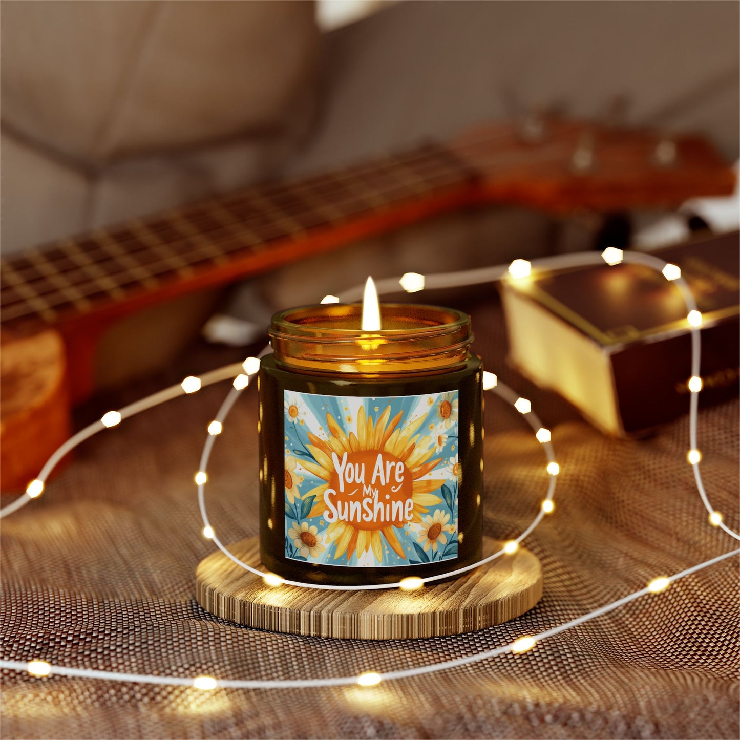 You Are My Sunshine Candle - Mango Coconut Scent, Hand-Poured Coconut Apricot Wax (4oz, 9oz)