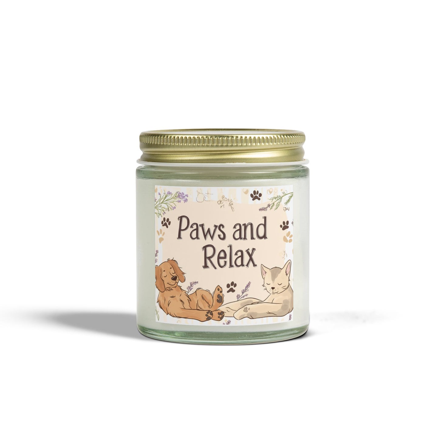 Paws and Relax Candle - Pet-Friendly Scents (Vanilla Bean, Beachwood, Midnight Blackberry, Unscented), Hand-Poured Coconut Apricot Wax (4oz, 9oz)