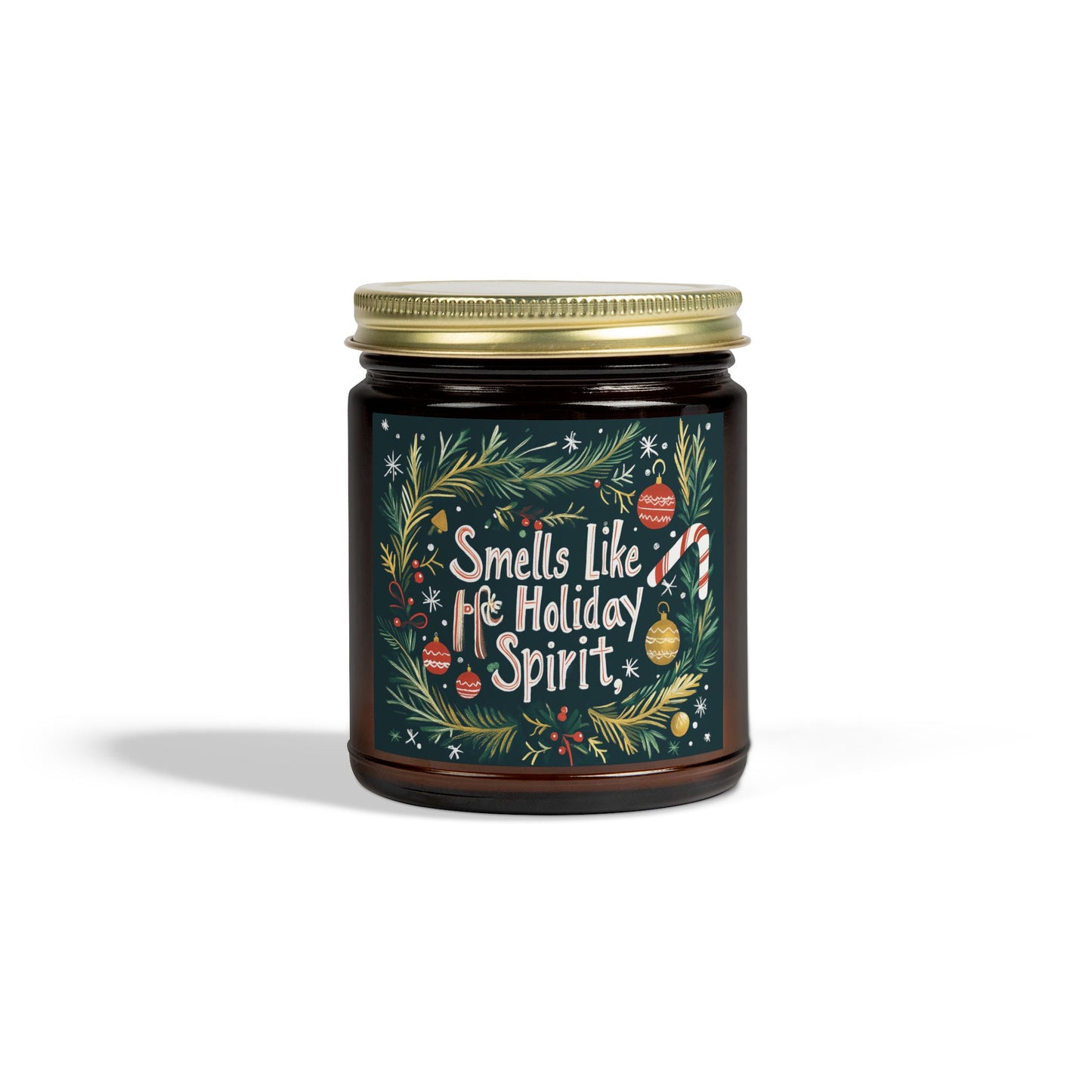 Smells Like Holiday Spirit Candle - Fraser Fir & Cinnamon Chai, Hand-Poured Coconut Apricot Wax (4oz, 9oz)