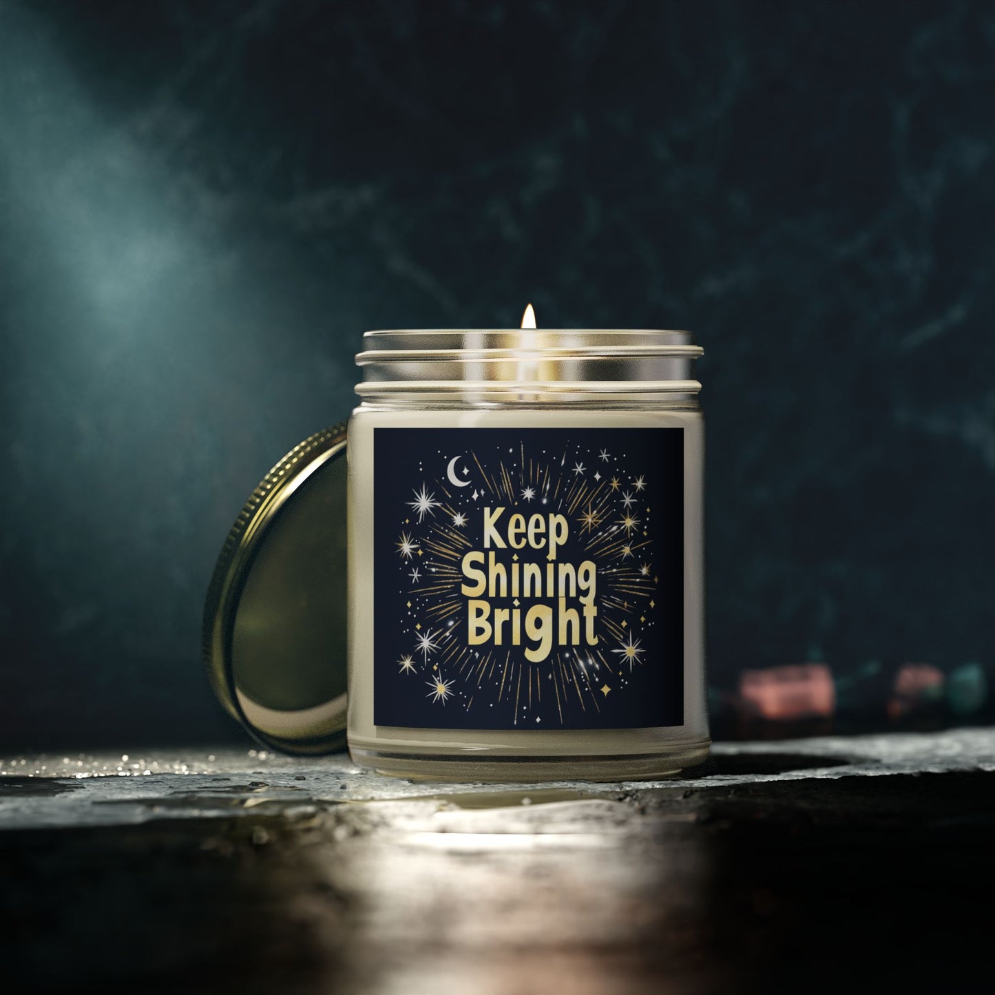 Keep Shining Bright Candle - Cashmere Musk & Beachwood, Hand-Poured Coconut Apricot Wax (4oz, 9oz)
