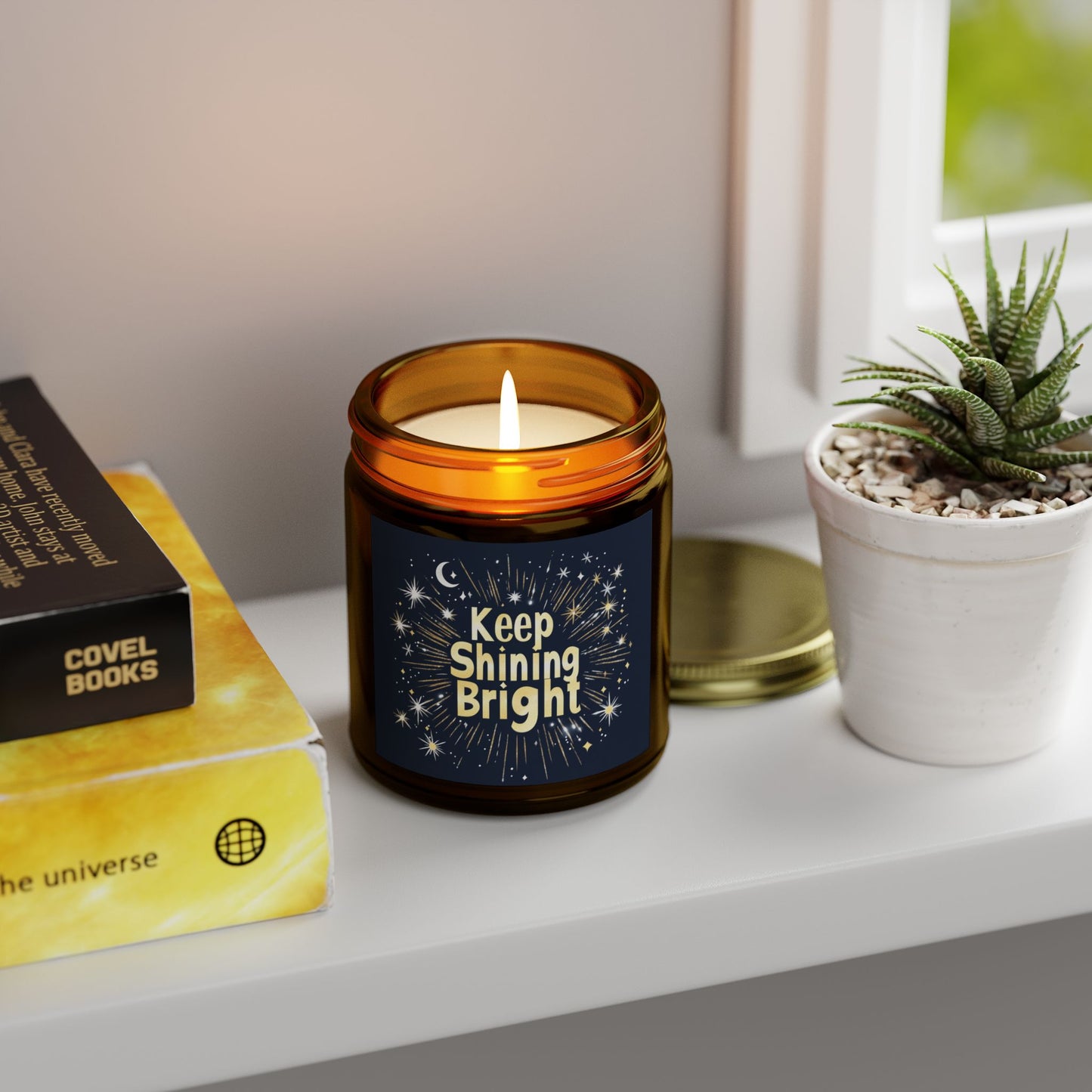 Keep Shining Bright Candle - Cashmere Musk & Beachwood, Hand-Poured Coconut Apricot Wax (4oz, 9oz)