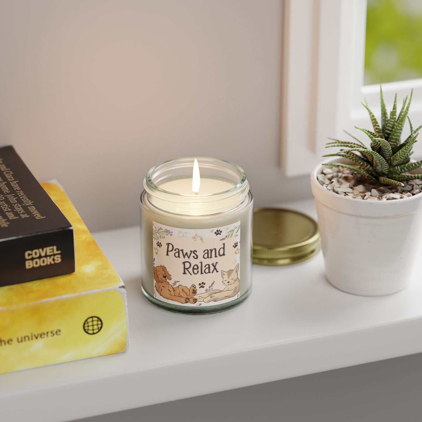 Paws and Relax Candle - Pet-Friendly Scents (Vanilla Bean, Beachwood, Midnight Blackberry, Unscented), Hand-Poured Coconut Apricot Wax (4oz, 9oz)