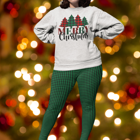 Customizable Plaid Christmas Sweatshirts & Leggings – Create Your Holiday Style