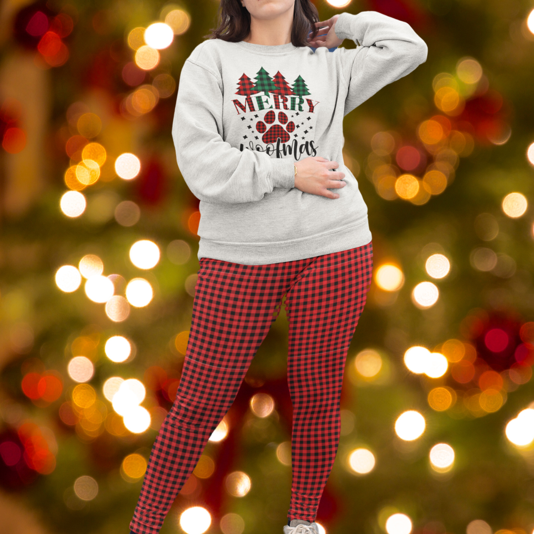 Customizable Plaid Christmas Sweatshirts & Leggings – Create Your Holiday Style