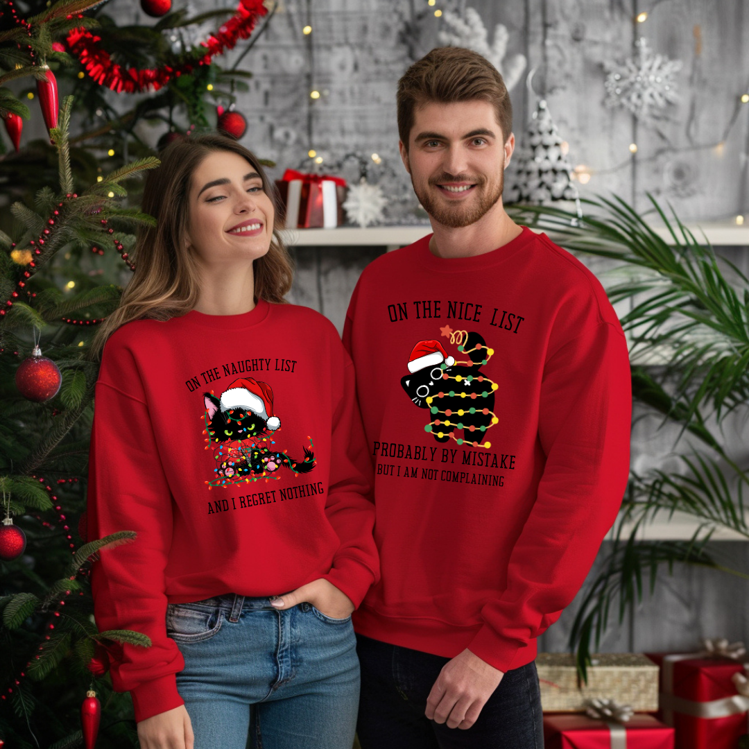 On The Nice and Naughty List Christmas Funny T-Shirt | Pullover Sweatshirt