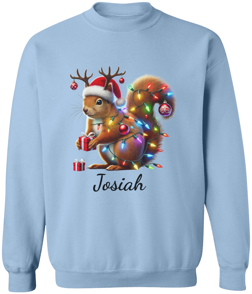 Personalized Christmas Squirrel Lights Sweatshirt | T-shirt | Christmas Trend Tee