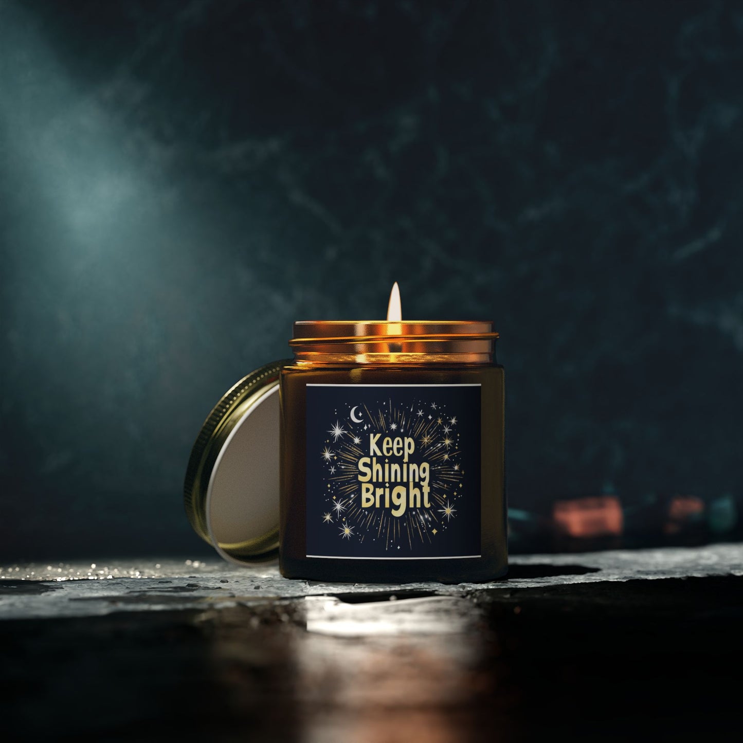 Keep Shining Bright Candle - Cashmere Musk & Beachwood, Hand-Poured Coconut Apricot Wax (4oz, 9oz)