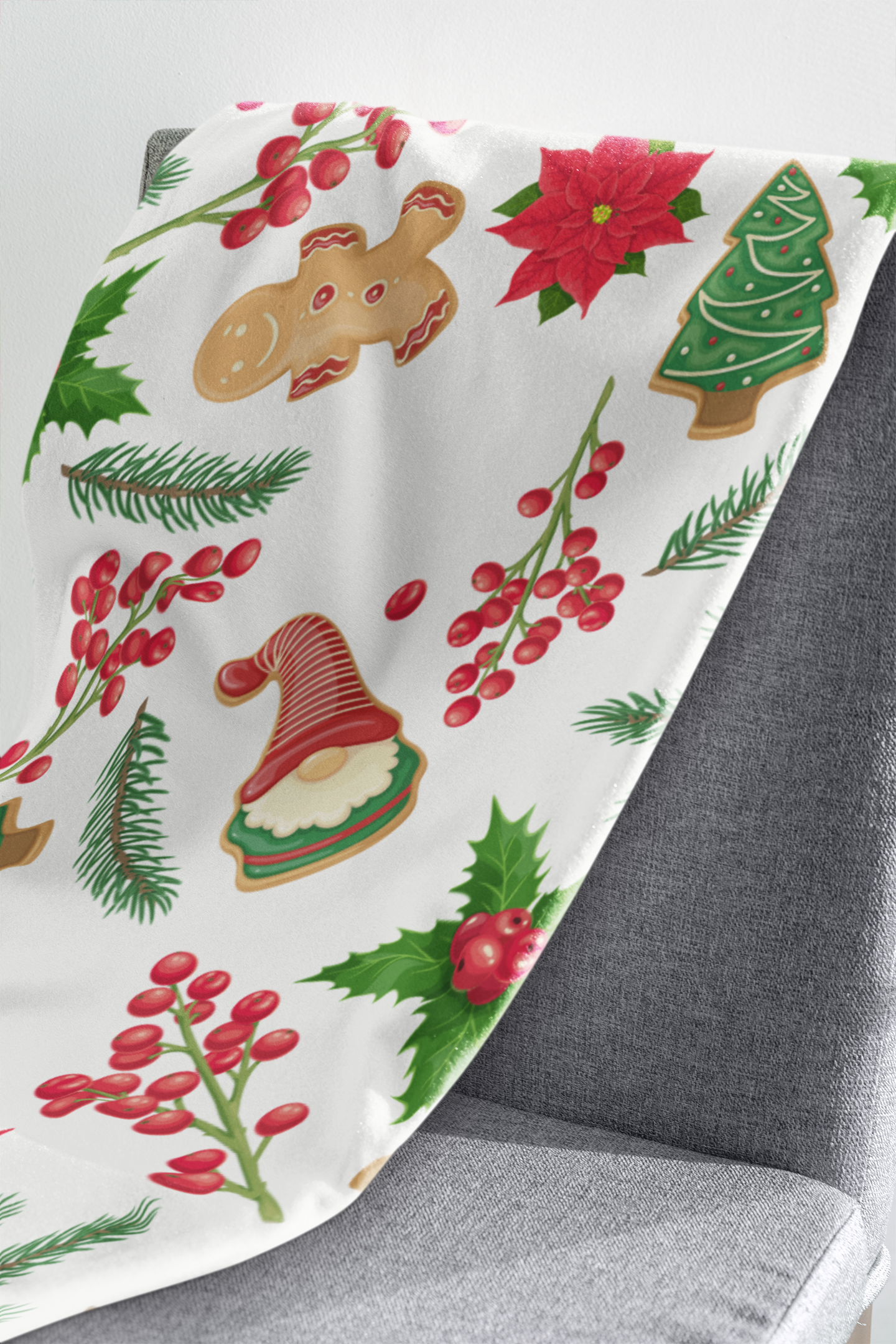 Gingerbread Cookie Christmas Cozy Plush Fleece Blanket