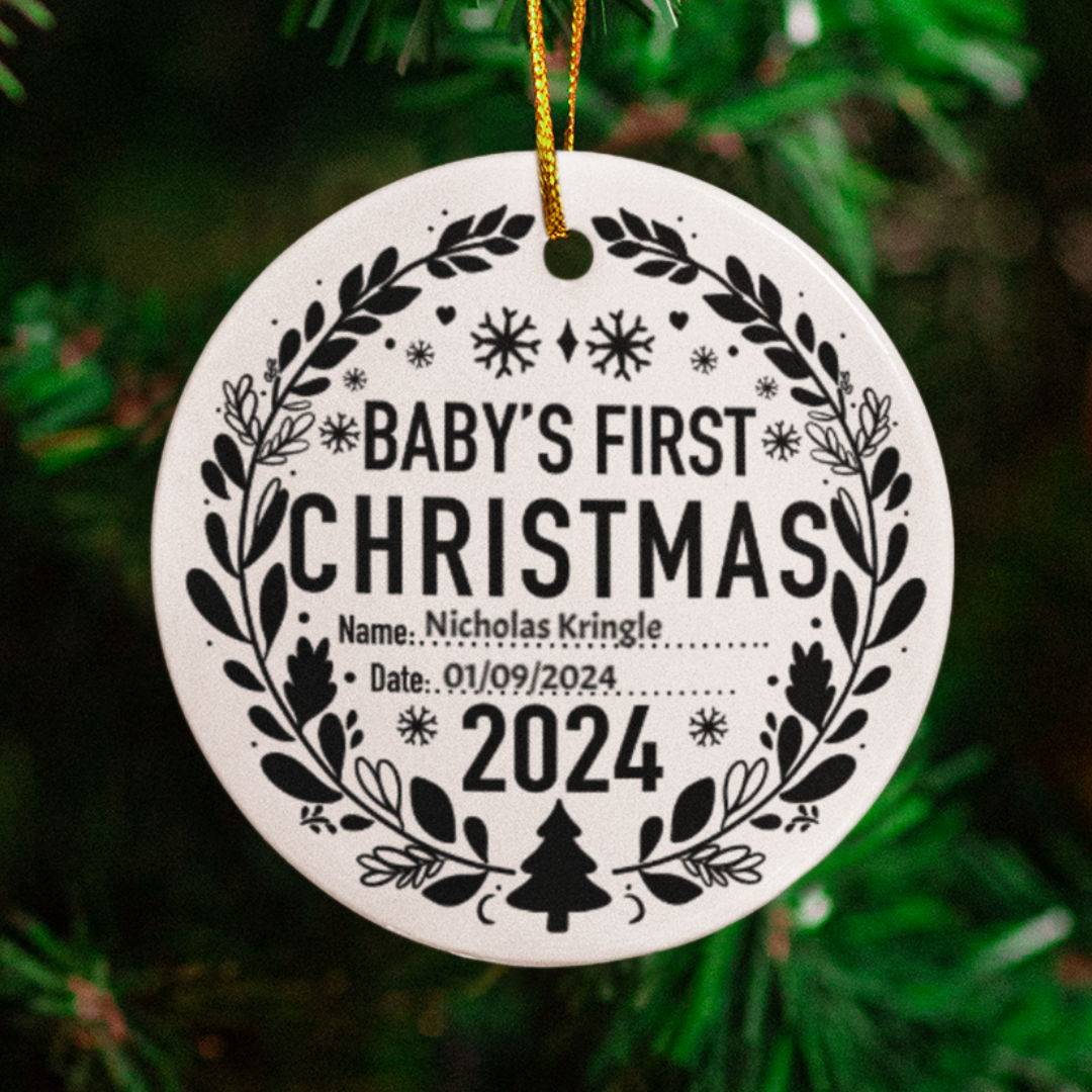 Baby’s First Christmas Ornament - Personalized with Name & Birth Date