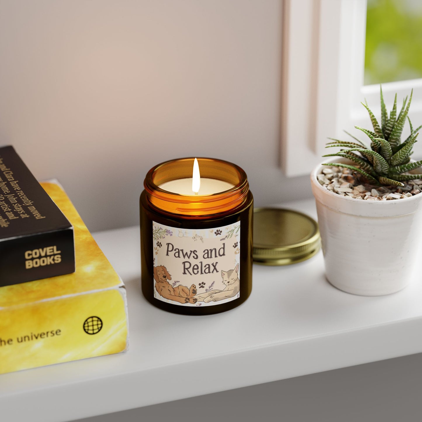 Paws and Relax Candle - Pet-Friendly Scents (Vanilla Bean, Beachwood, Midnight Blackberry, Unscented), Hand-Poured Coconut Apricot Wax (4oz, 9oz)