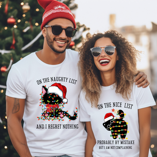On The Nice and Naughty List Christmas Funny T-Shirt |  Pullover Sweatshirt