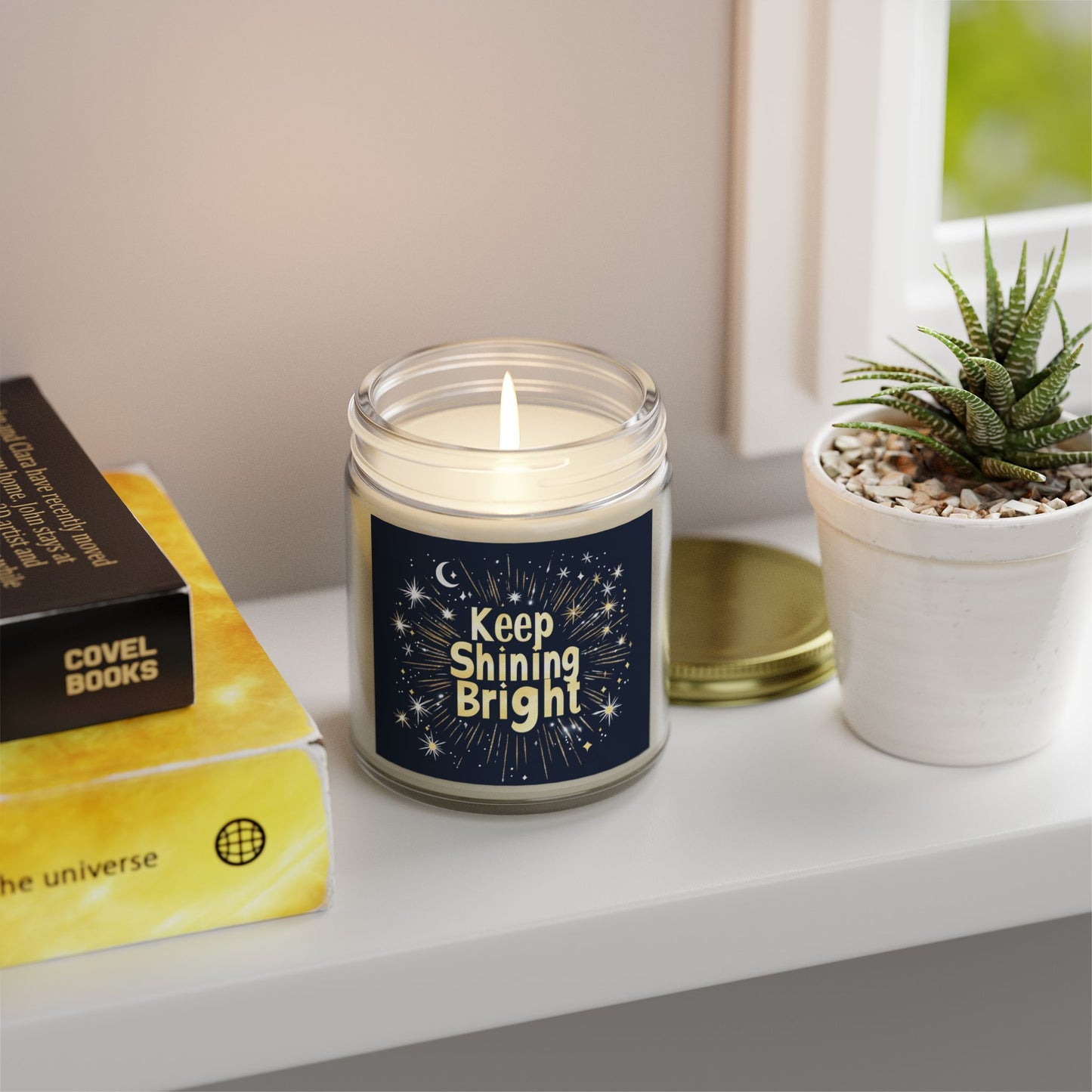 Keep Shining Bright Candle - Cashmere Musk & Beachwood, Hand-Poured Coconut Apricot Wax (4oz, 9oz)