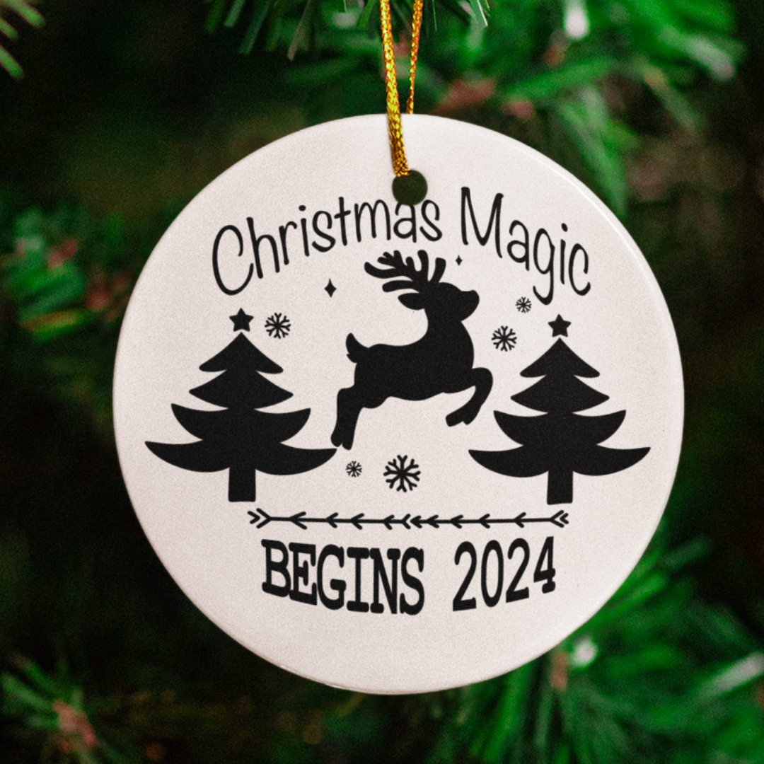 Christmas Magic Begins Circle Ornament