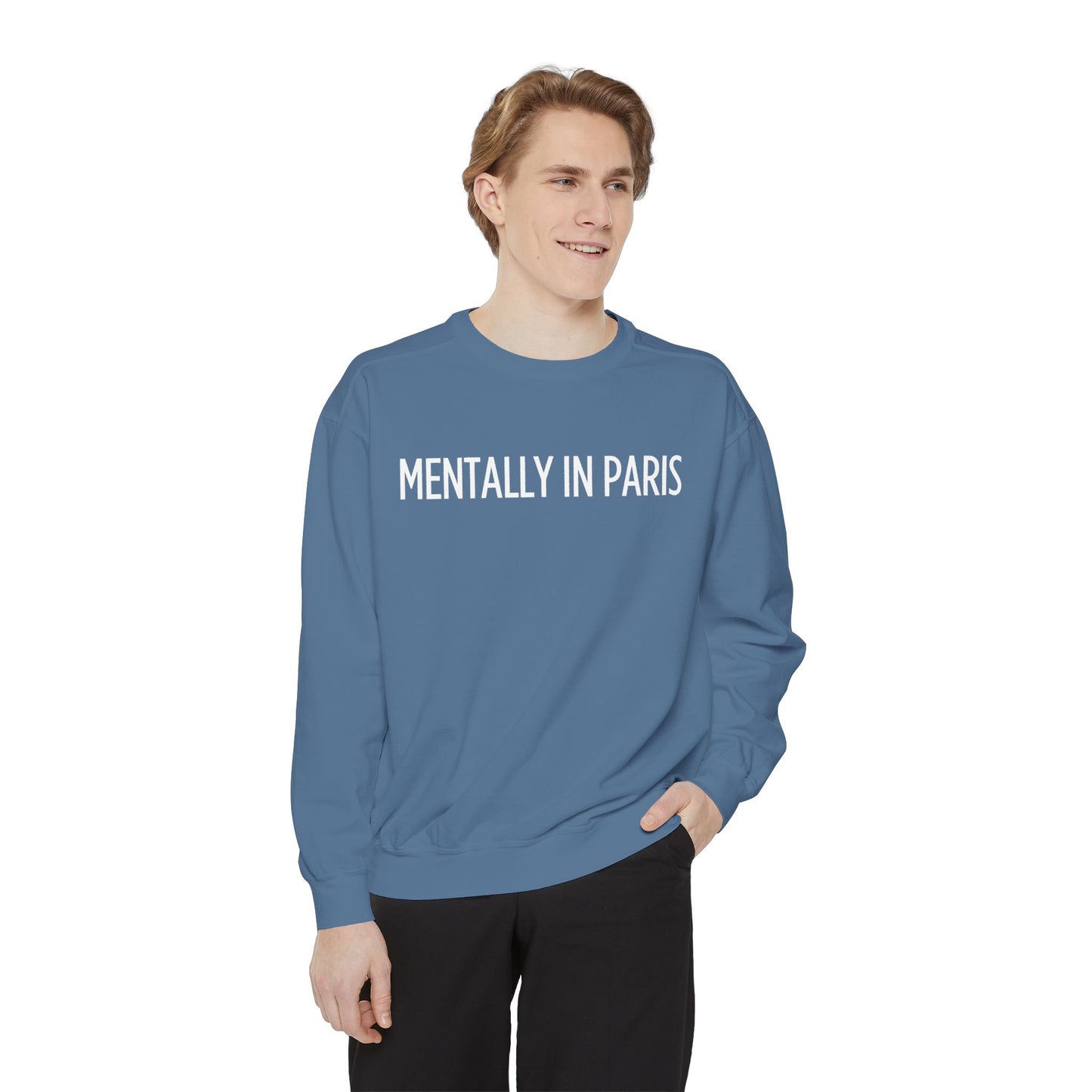 "Mentally in Paris" Embroidered Sweatshirt – Chic Parisian Style