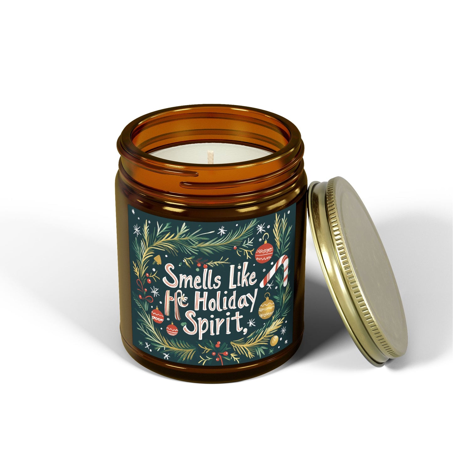Smells Like Holiday Spirit Candle - Fraser Fir & Cinnamon Chai, Hand-Poured Coconut Apricot Wax (4oz, 9oz)