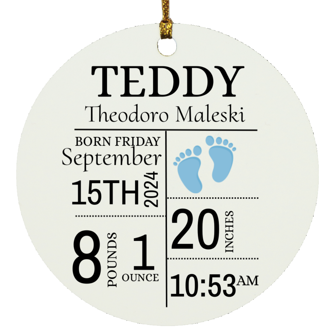 Personalized Baby's Christmas Circle Ornament