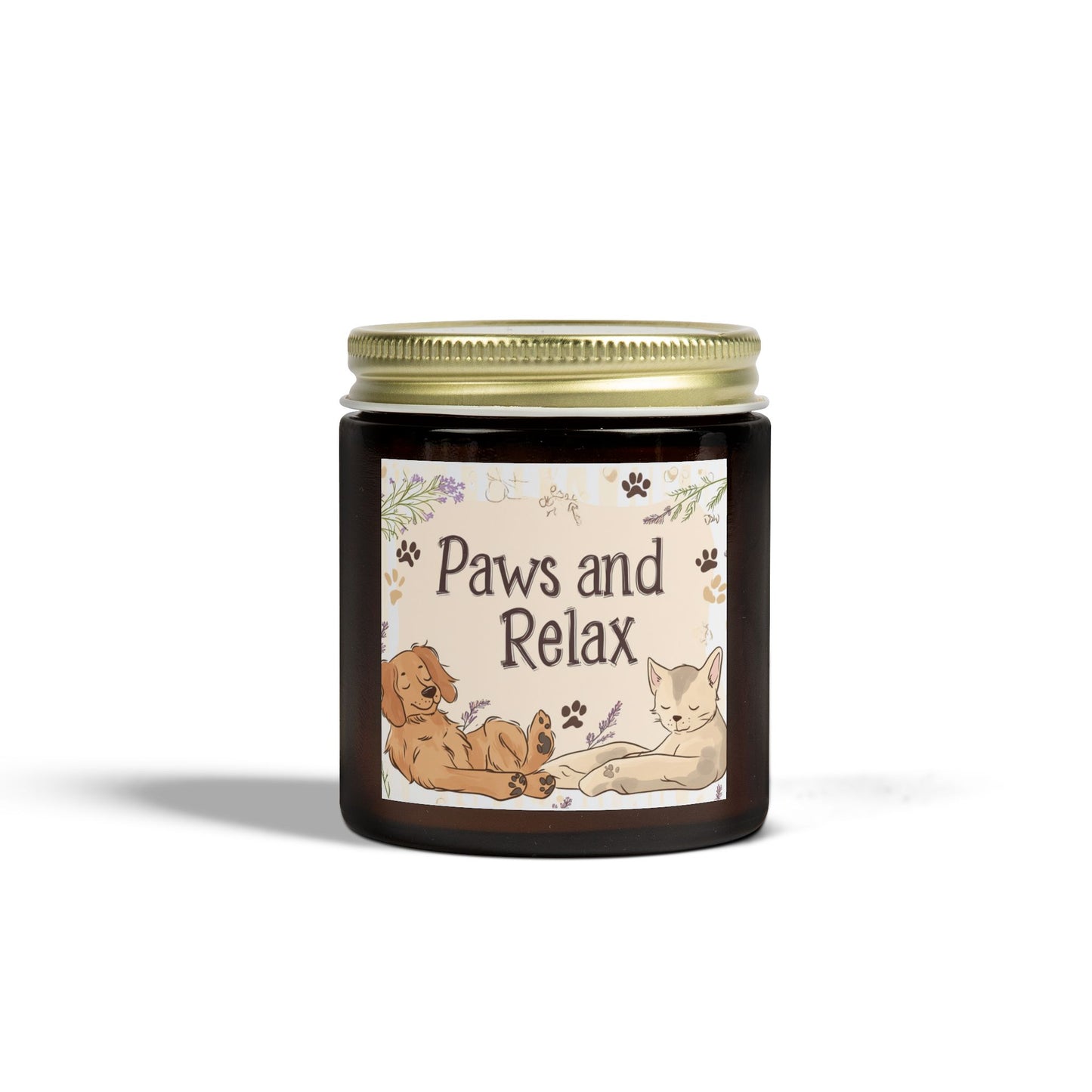 Paws and Relax Candle - Pet-Friendly Scents (Vanilla Bean, Beachwood, Midnight Blackberry, Unscented), Hand-Poured Coconut Apricot Wax (4oz, 9oz)