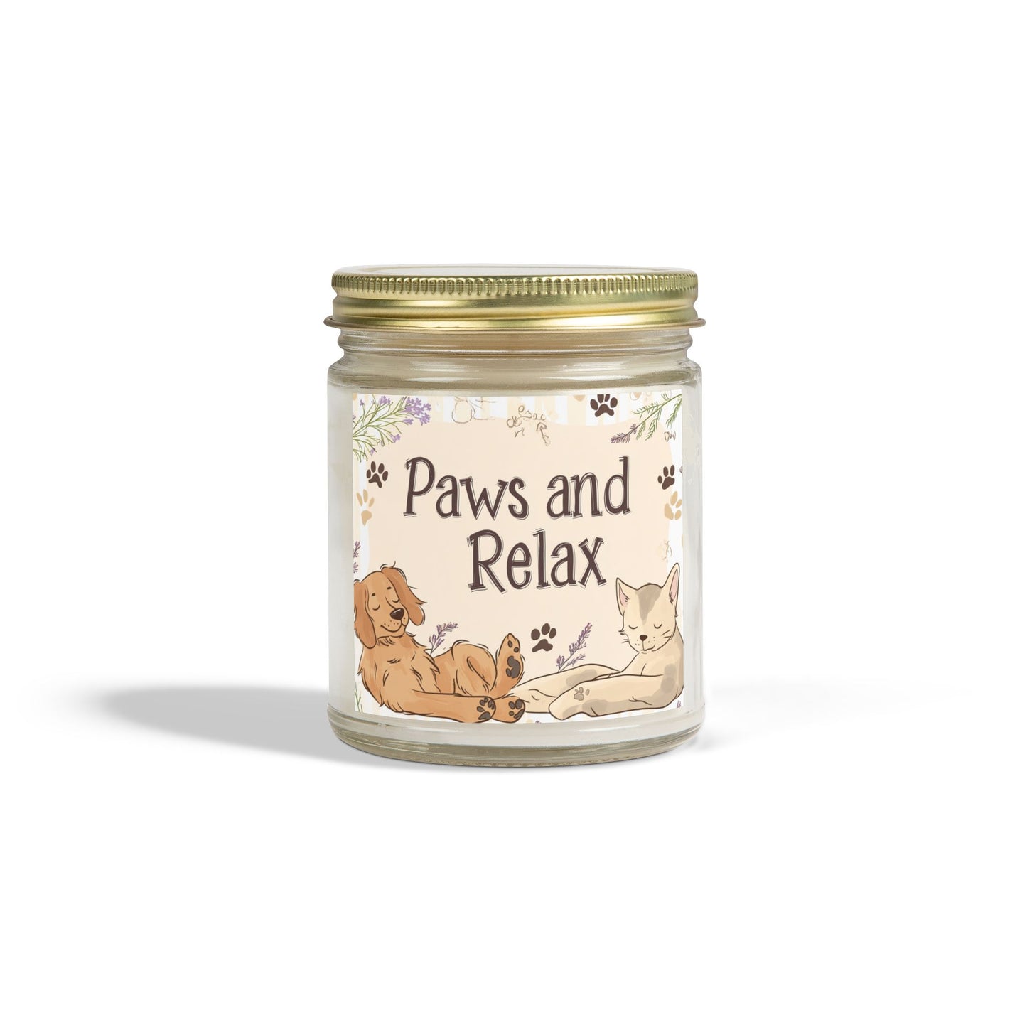 Paws and Relax Candle - Pet-Friendly Scents (Vanilla Bean, Beachwood, Midnight Blackberry, Unscented), Hand-Poured Coconut Apricot Wax (4oz, 9oz)