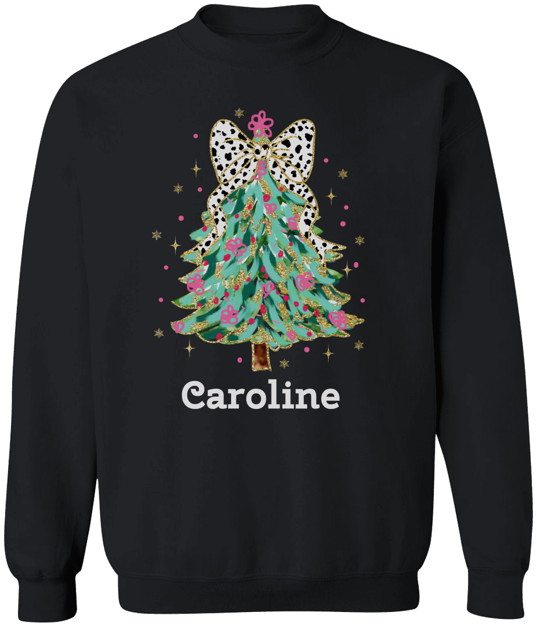 Personalized Girly Christmas Tree Sweatshirt – Cute & Festive with Name