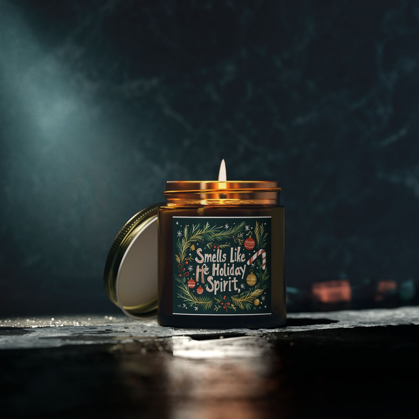 Smells Like Holiday Spirit Candle - Fraser Fir & Cinnamon Chai, Hand-Poured Coconut Apricot Wax (4oz, 9oz)