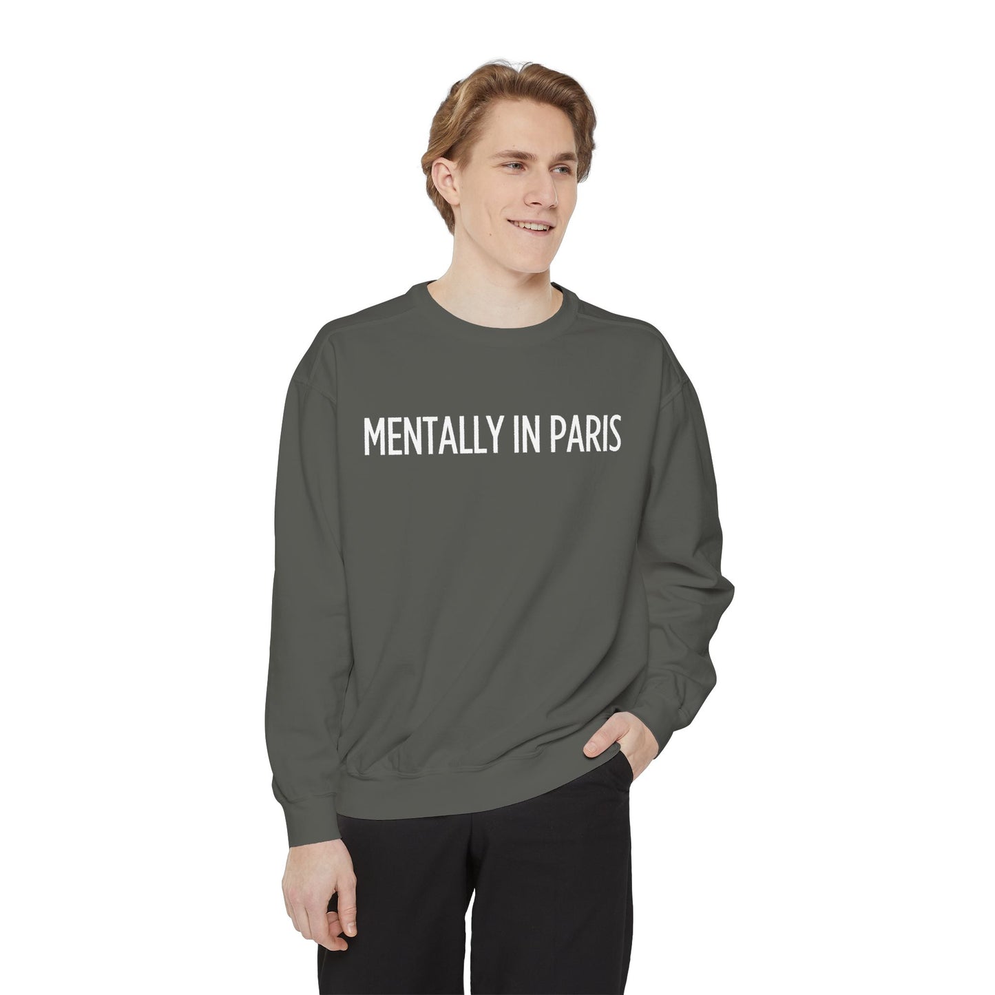 "Mentally in Paris" Embroidered Sweatshirt – Chic Parisian Style