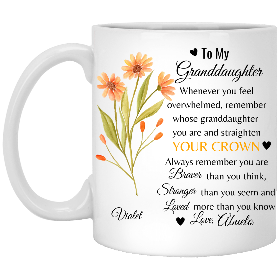 Personalized Mug From Grandma | Grandpa To Granddaughter | Gift for Granddaughter