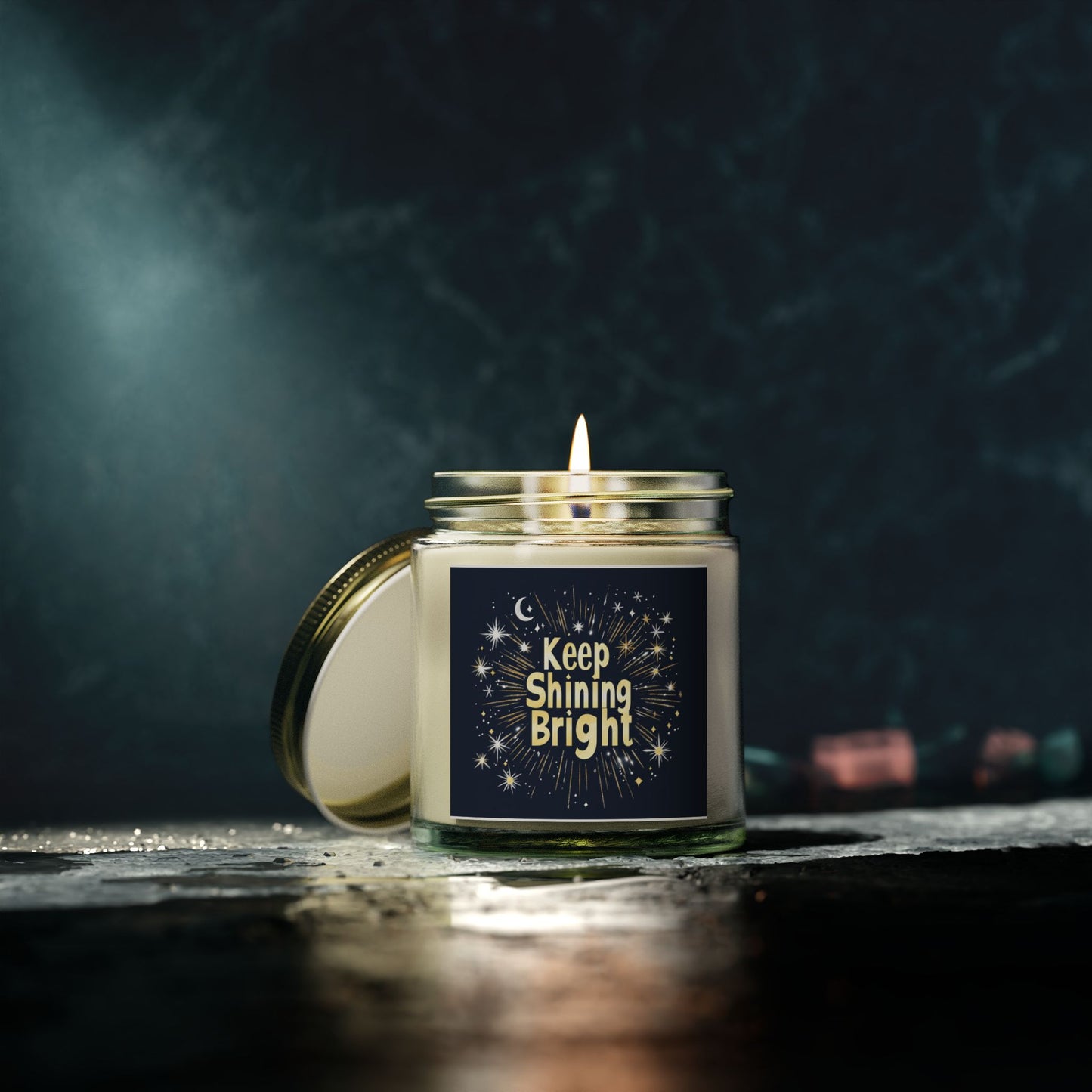 Keep Shining Bright Candle - Cashmere Musk & Beachwood, Hand-Poured Coconut Apricot Wax (4oz, 9oz)
