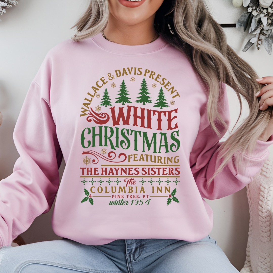 White Christmas Sweatshirt - Columbia Inn Pine Tree Vermont Christmas Movie Sweatshirt