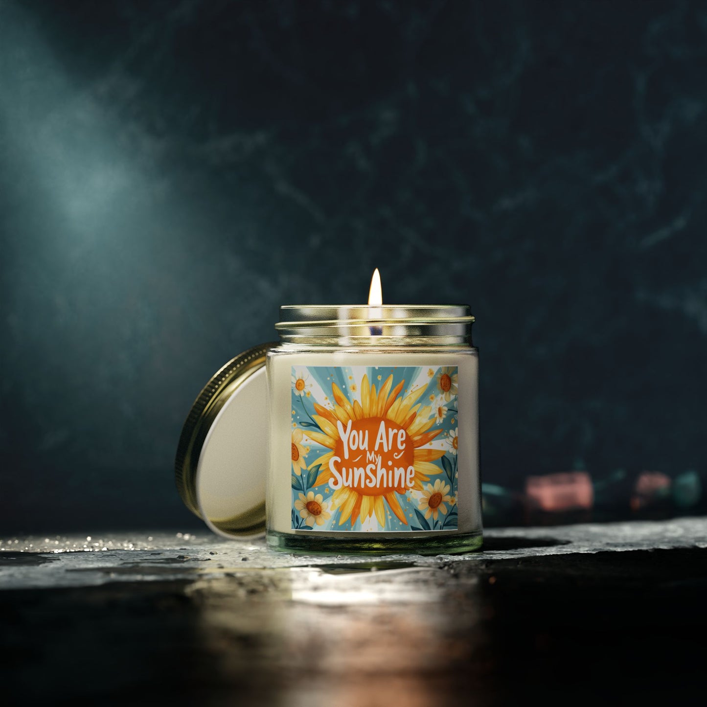 You Are My Sunshine Candle - Mango Coconut Scent, Hand-Poured Coconut Apricot Wax (4oz, 9oz)