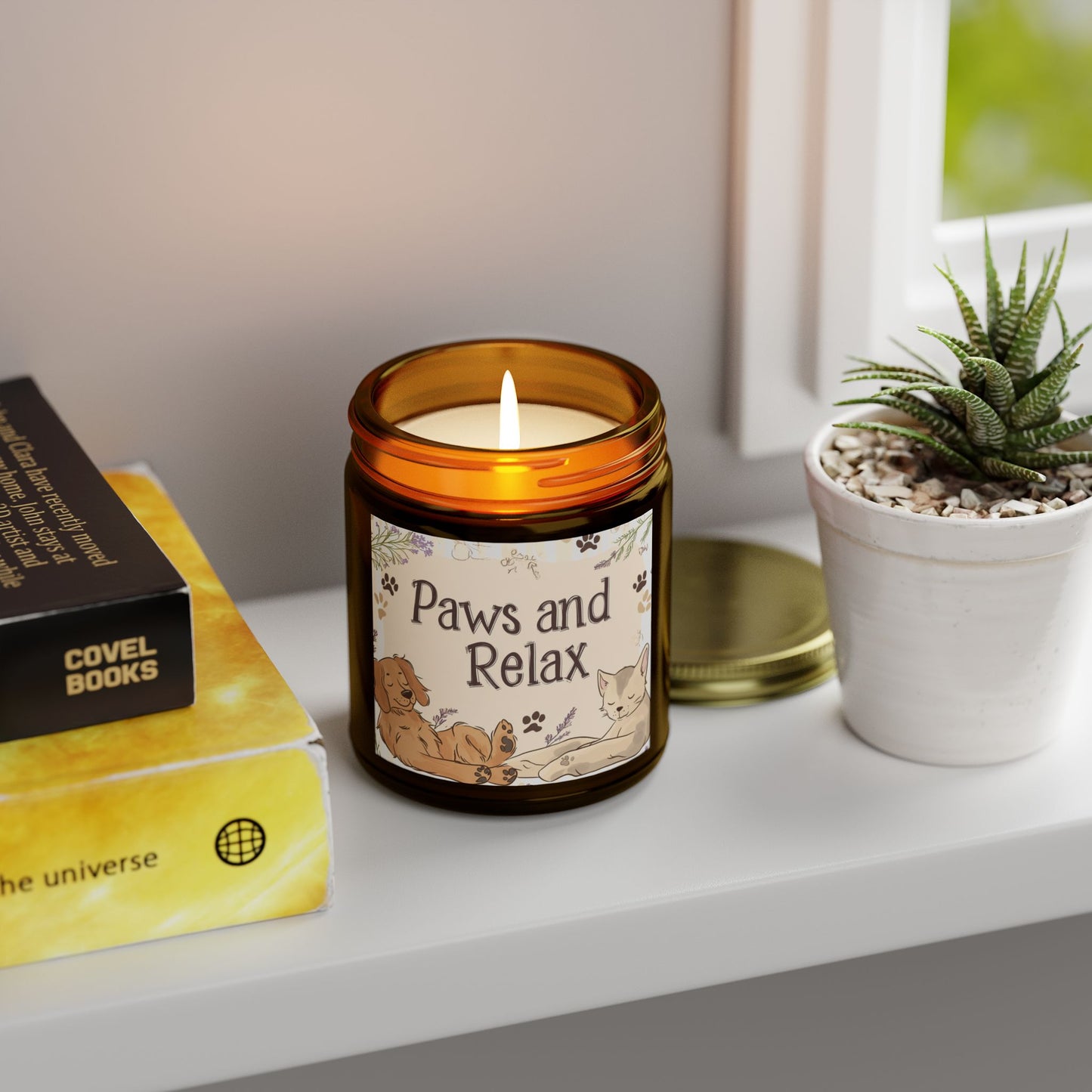 Paws and Relax Candle - Pet-Friendly Scents (Vanilla Bean, Beachwood, Midnight Blackberry, Unscented), Hand-Poured Coconut Apricot Wax (4oz, 9oz)