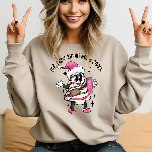 Out Here Lookin' Like A Snack Sweatshirt - Boojee Christmas Tree Cake Sweater