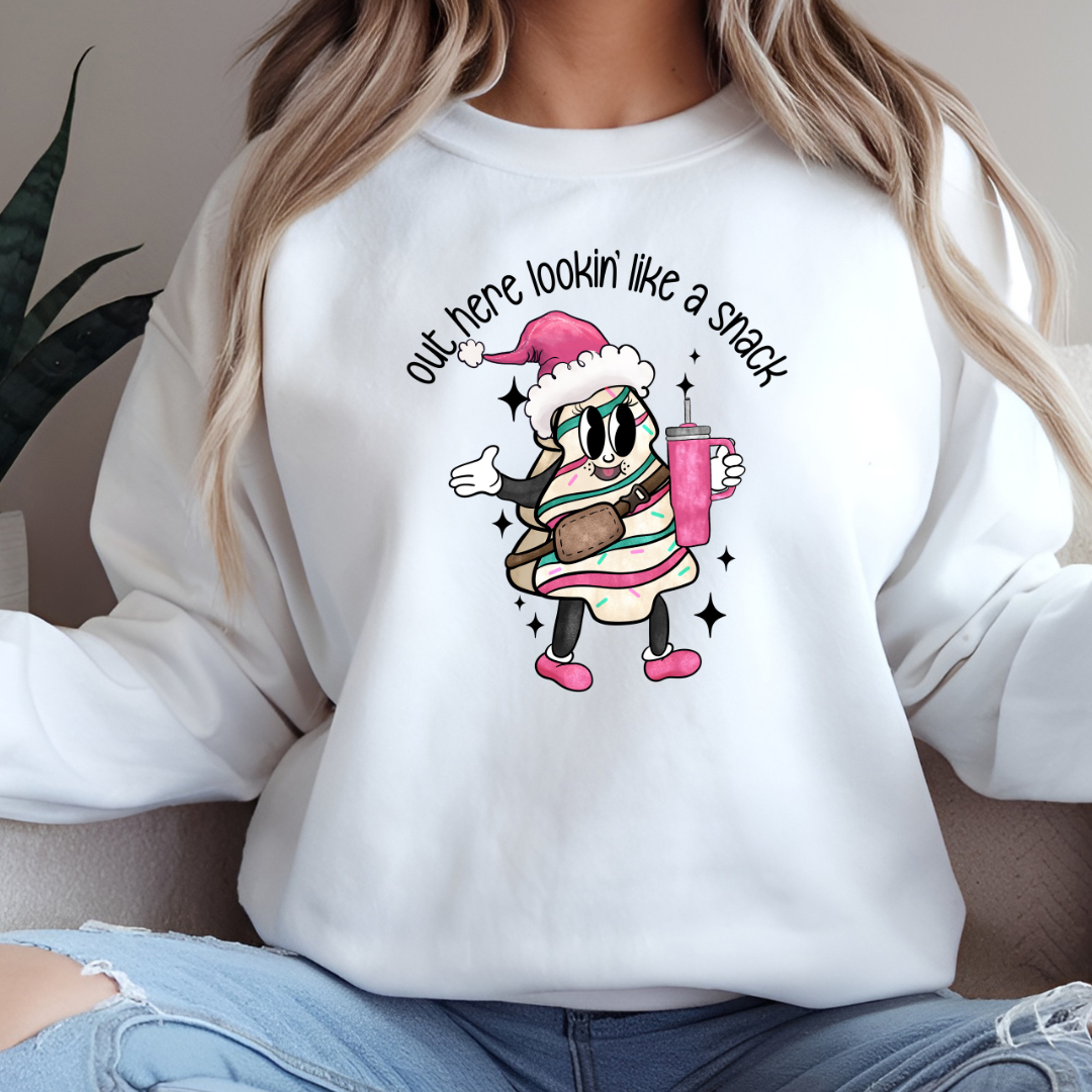 Out Here Lookin' Like A Snack Sweatshirt - Boojee Christmas Tree Cake Sweater