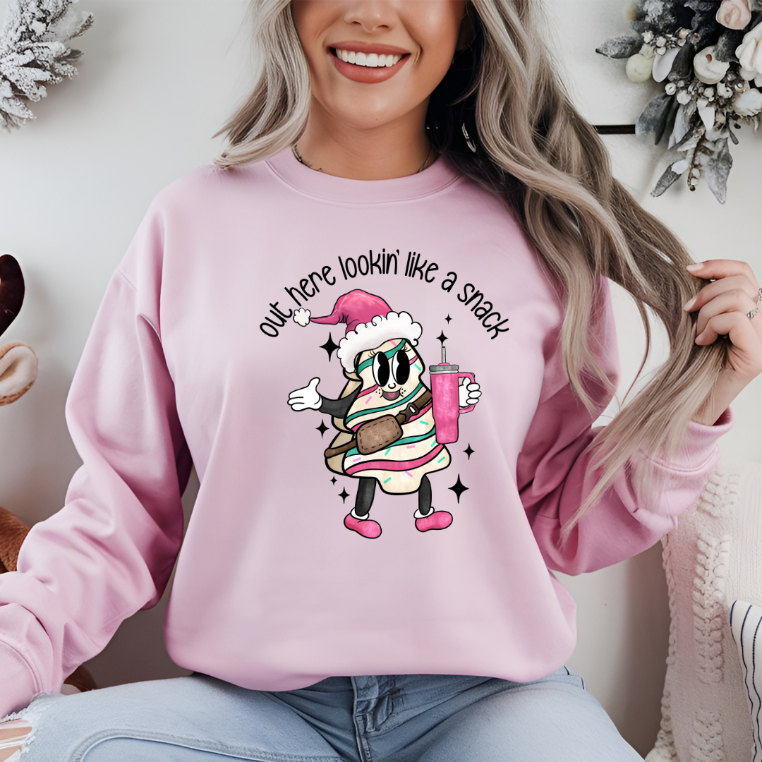 Out Here Lookin' Like A Snack Sweatshirt - Boojee Christmas Tree Cake Sweater