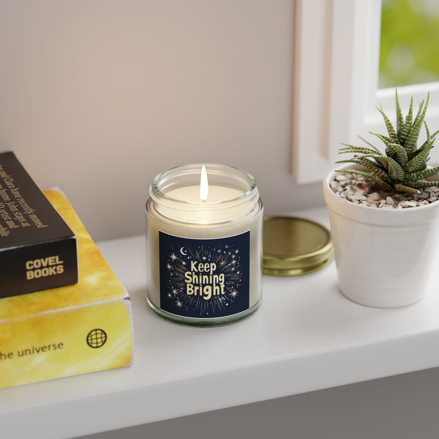 Keep Shining Bright Candle - Cashmere Musk & Beachwood, Hand-Poured Coconut Apricot Wax (4oz, 9oz)