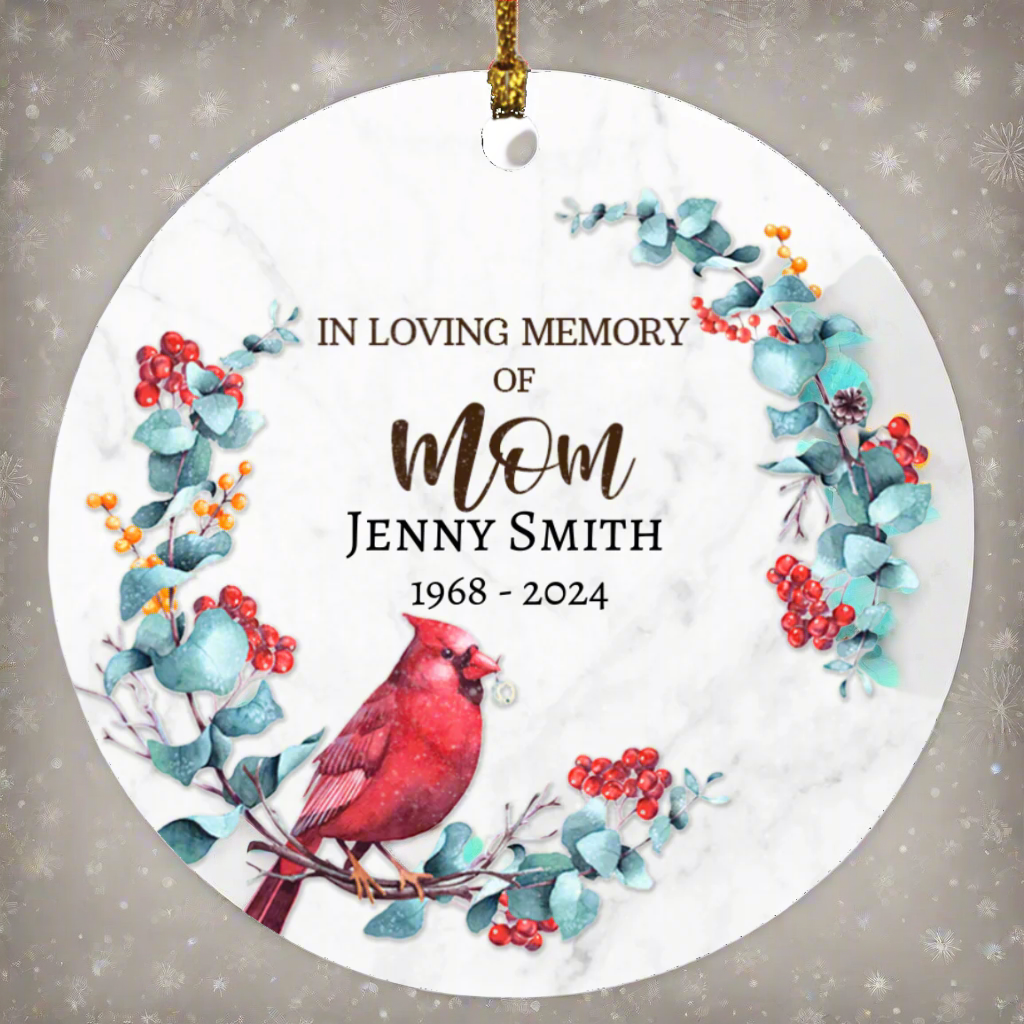 Personalized Memorial Circle Ornament: In Loving Memory of Mom