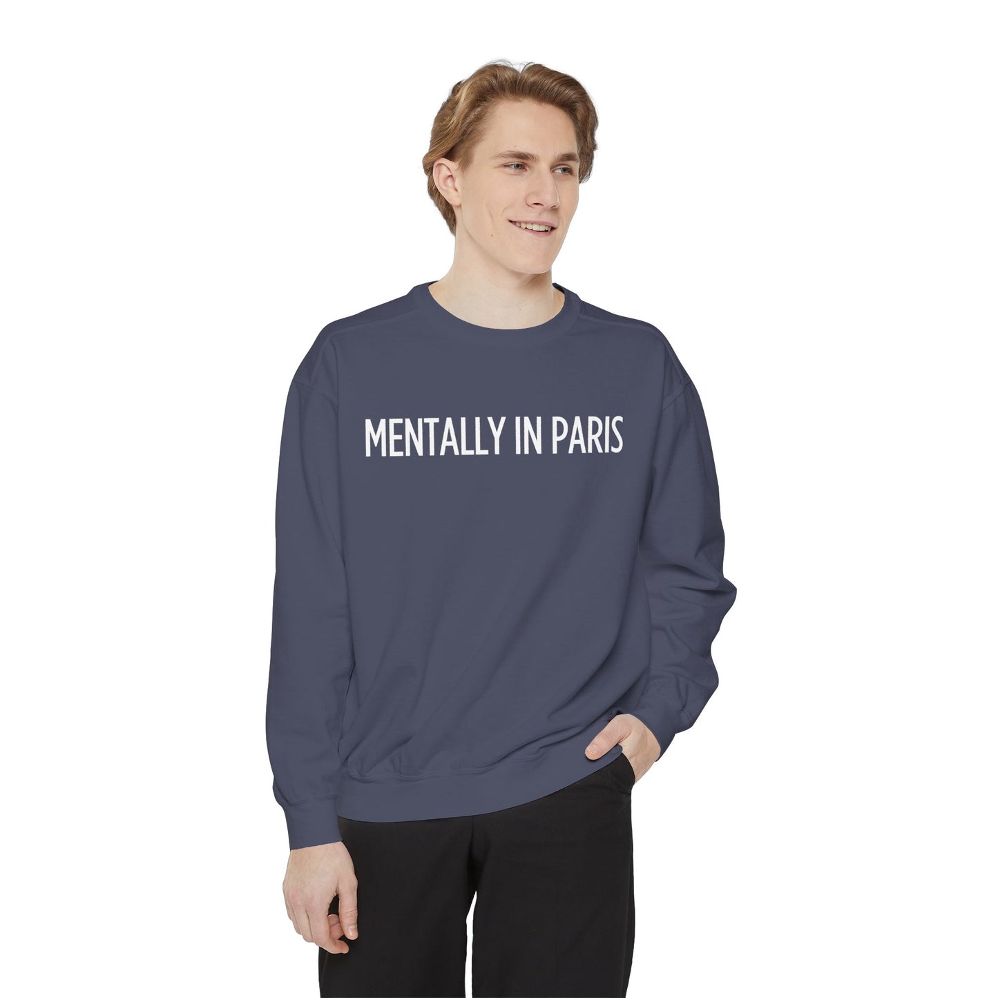 "Mentally in Paris" Embroidered Sweatshirt – Chic Parisian Style