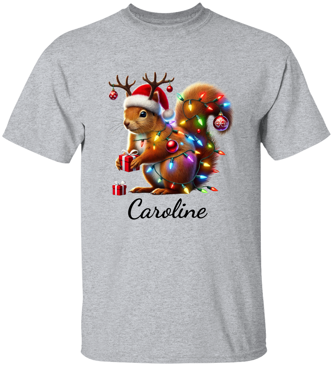 Personalized Christmas Squirrel Lights Sweatshirt | T-shirt | Christmas Trend Tee