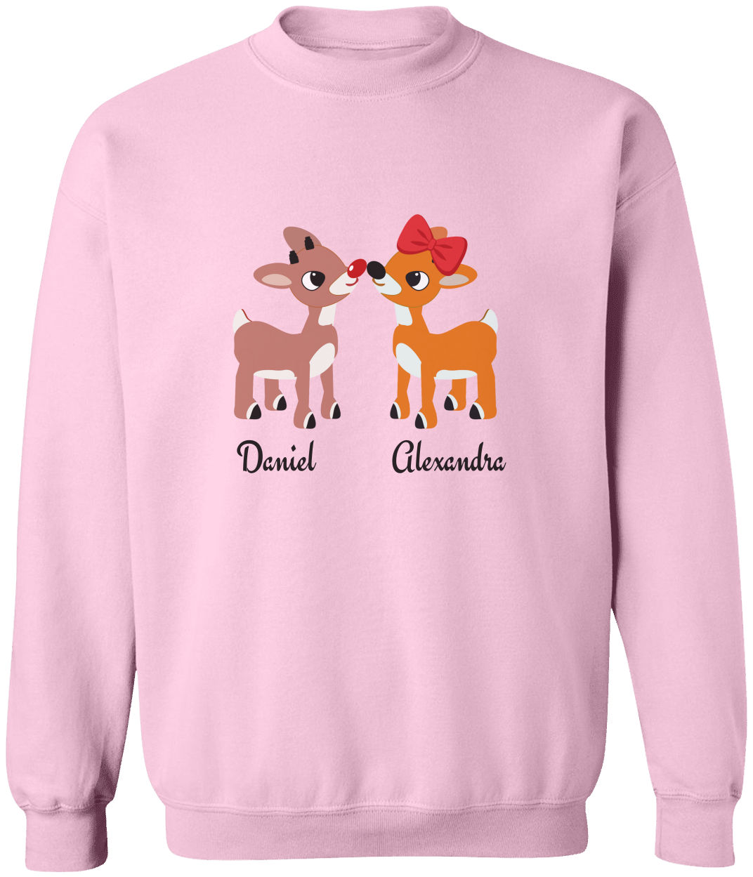 Personalized Christmas Reindeer Couple T-shirt | Sweatshirt