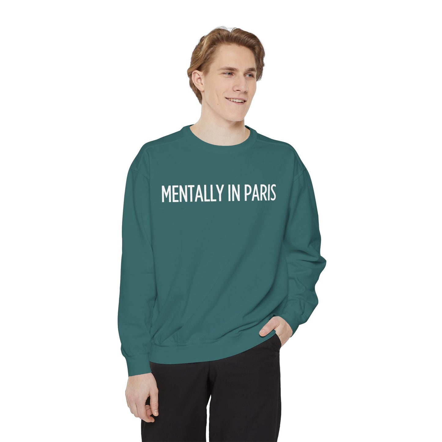 "Mentally in Paris" Embroidered Sweatshirt – Chic Parisian Style