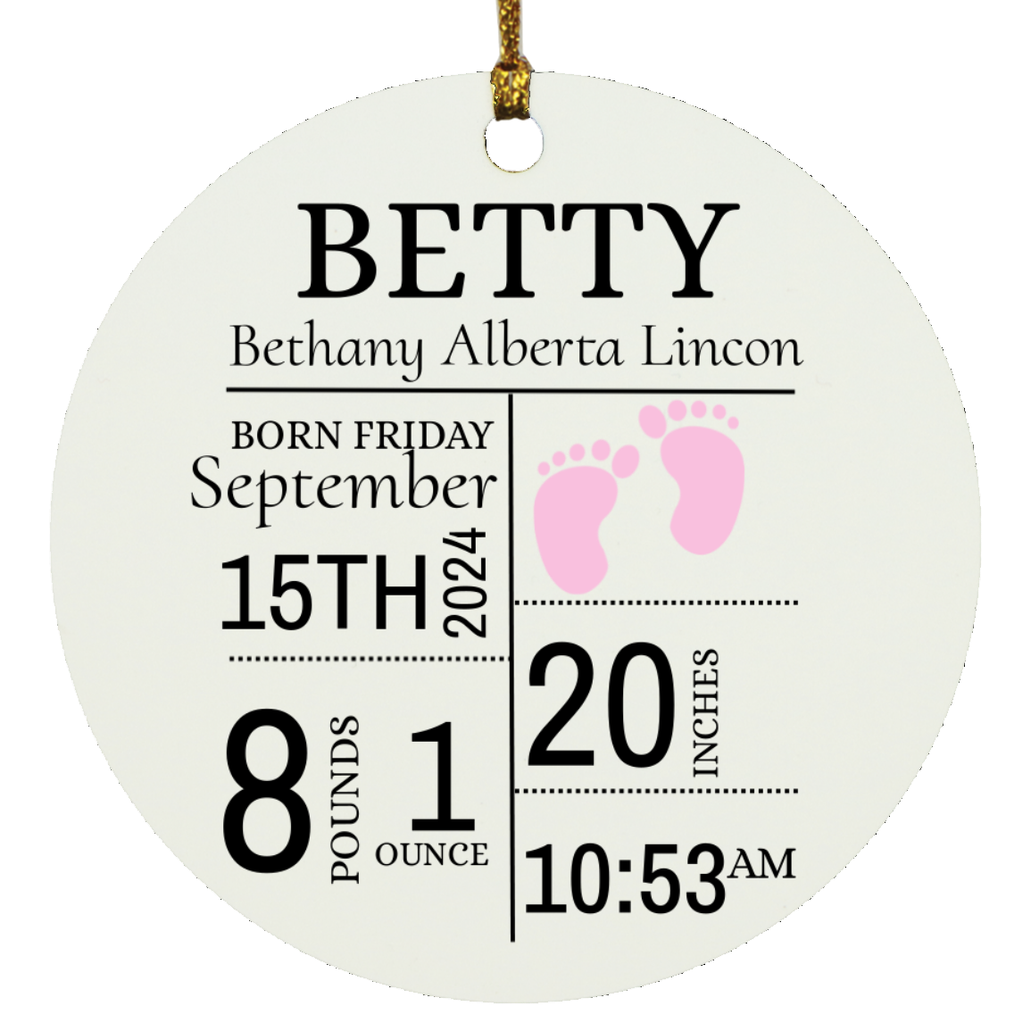 Personalized Baby's Christmas Circle Ornament