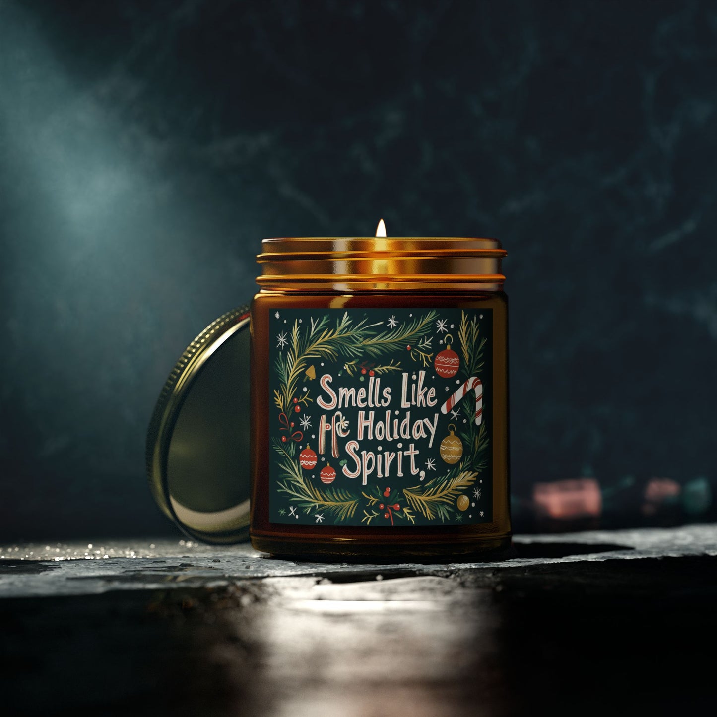 Smells Like Holiday Spirit Candle - Fraser Fir & Cinnamon Chai, Hand-Poured Coconut Apricot Wax (4oz, 9oz)